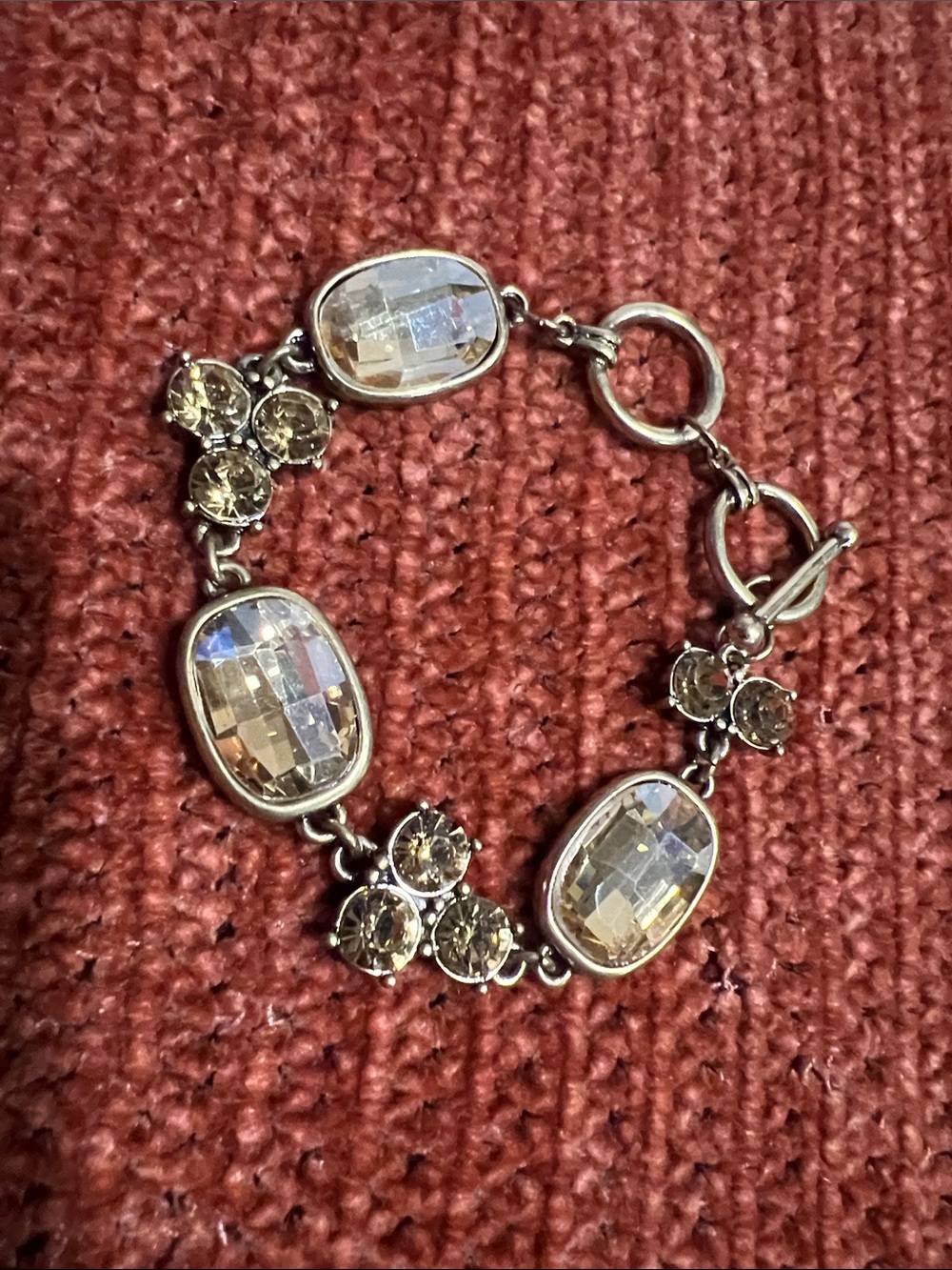 Gold-Tone Bracelet with Champagne Crystal Accents